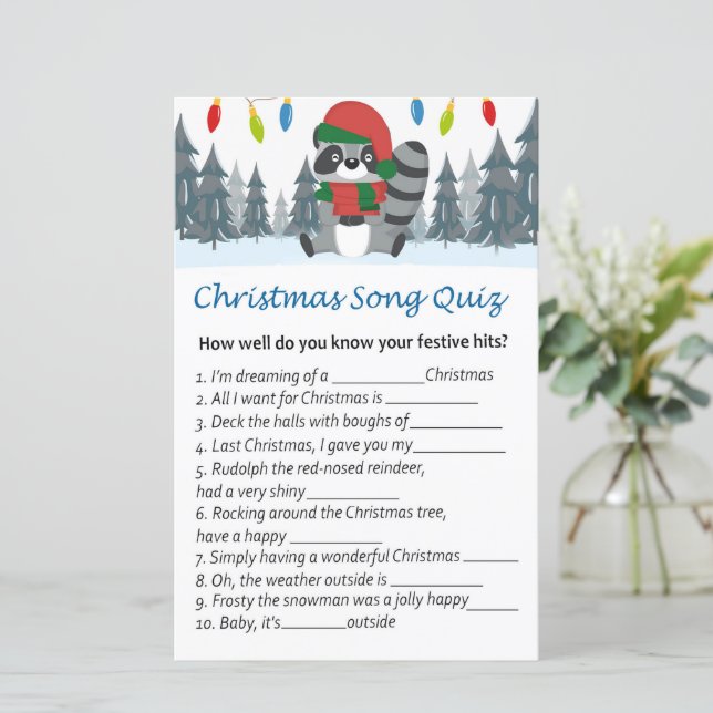Wasbeer kerstlied quiz spel (Staand voorkant)
