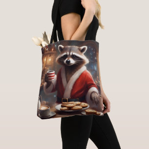 Wasbeer Kerstman heeft Zak met koekjes en koffie c Tote Bag