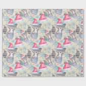 Wasbeer kerstpatroon cadeaupapier (Vlak)