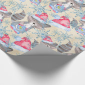 Wasbeer kerstpatroon cadeaupapier (Hoek)