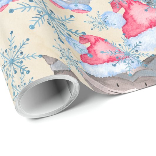 Wasbeer kerstpatroon cadeaupapier (Rol Hoek)