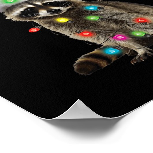 Wasbeer Kerstverlichting Grappig Kerstfeest Famili Poster (Hoek)