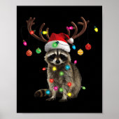 Wasbeer Kerstverlichting Grappig Kerstfeest Famili Poster (Voorkant)