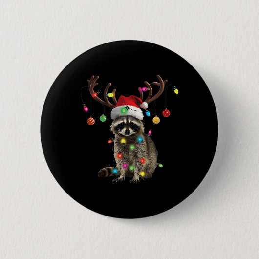 Wasbeer Kerstverlichting Grappig Kerstfeest Famili Ronde Button 5,7 Cm (Voorkant)