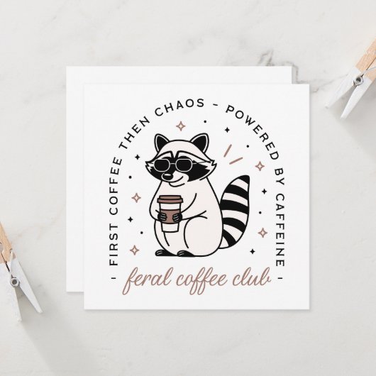 Wasbeer koffie liefhebbers club grappig wild dier kaart (Voorkant / Achterkant in situ)