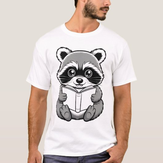 Wasbeer Leest Boek Kunst T-shirt (Voorkant)