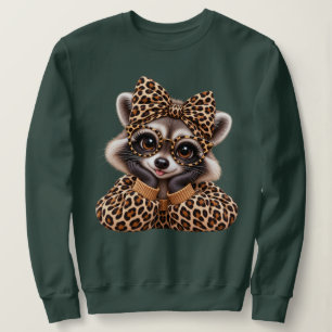 Wasbeer Luipaard Print Bril met Strik - Schattig H Trui