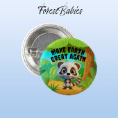 wasbeer, maak de aarde weer geweldig, milieu ronde button 3,2 cm