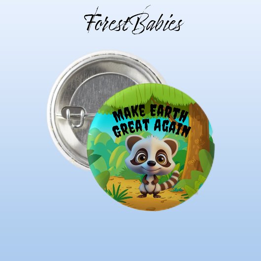 wasbeer, maak de aarde weer geweldig, milieu ronde button 3,2 cm