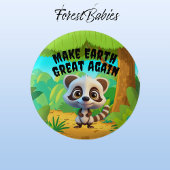 wasbeer, maak de aarde weer geweldig, milieu ronde button 3,2 cm