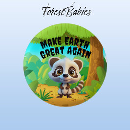 wasbeer, maak de aarde weer geweldig, milieu ronde button 3,2 cm