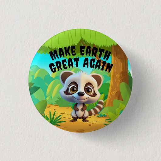 wasbeer, maak de aarde weer geweldig, milieu ronde button 3,2 cm (Voorkant)