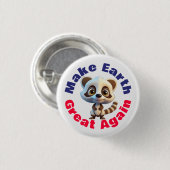 wasbeer, maak de aarde weer geweldig Schattige mil Ronde Button 3,2 Cm (Voorkant /achterkant)