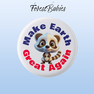wasbeer, maak de aarde weer geweldig Schattige mil Ronde Button 3,2 Cm
