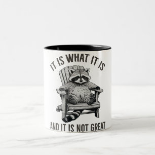 Wasbeer Meme, HET IS WAT HET IS EN HET IS NIET GOE Tweekleurige Koffiemok