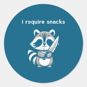 Wasbeer mes ik heb snacks nodig Grappige uitdrukki Ronde Sticker
