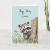 Wasbeer met bloem verjaardag kaart (Voorkant)