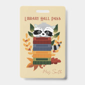Wasbeer Met Boeken Bibliotheek Hal Pas Badge (Voorzijde)
