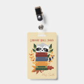Wasbeer Met Boeken Bibliotheek Hal Pas Badge (Voorzijde met clip)