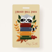 Wasbeer met boeken Bibliotheek Hall Pass Badge (Voorkant)