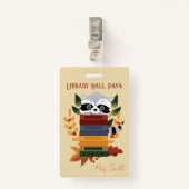 Wasbeer met boeken Bibliotheek Hall Pass Badge (Voorkant met clip)