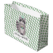 Wasbeer Met Een Heet Drankje Groot Cadeauzakje (Achterkant Gekanteld)