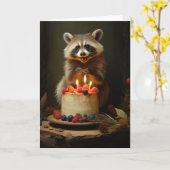 Wasbeer met een verjaardagstaart kaart (Gele Bloem)