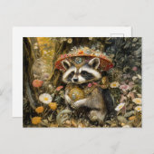 Wasbeer met een vliegenzwam in Fantasy Fore Briefkaart (Voorkant / Achterkant)
