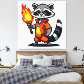 Wasbeer met fakkel canvas afdruk (Insitu (Slaapkamer))