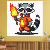 Wasbeer met fakkel canvas afdruk (Insitu (Woonkamer))