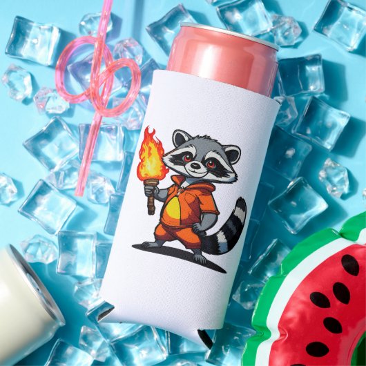 Wasbeer met fakkel seltzer blikjeskoeler (Insitu Zomer)