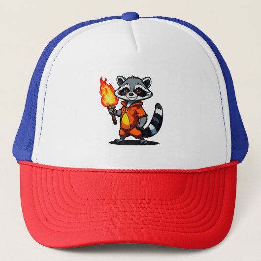Wasbeer met fakkel trucker pet (Voorkant)
