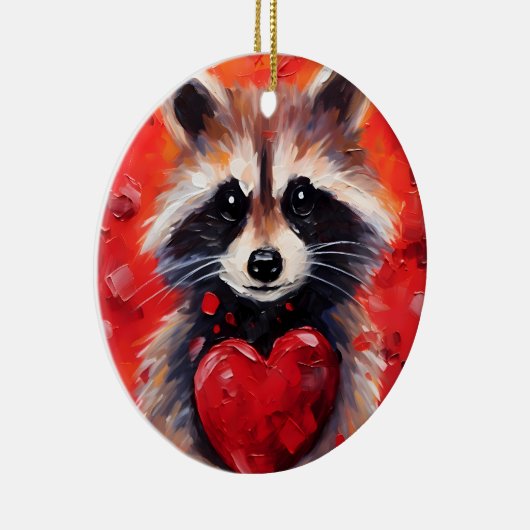 Wasbeer met harten keramisch ornament (Rechts)