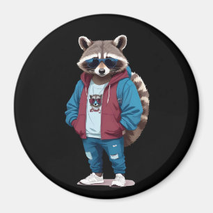 Wasbeer met hoodie Grappig Cool Dier karakter Magneet