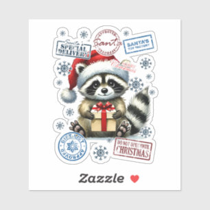 Wasbeer met kerstcadeau en postzegels sticker