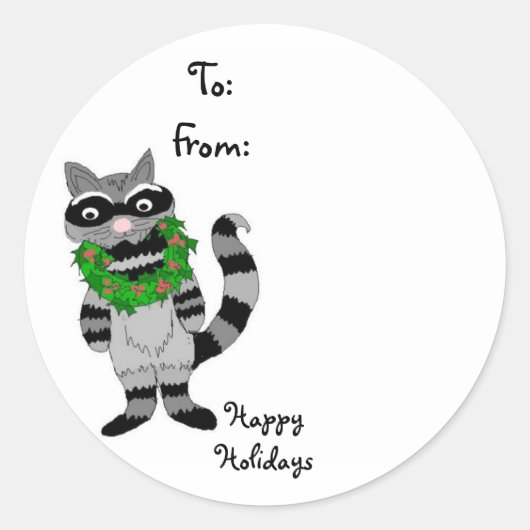 Wasbeer met Kerstkrans Ronde Sticker (Voorkant)