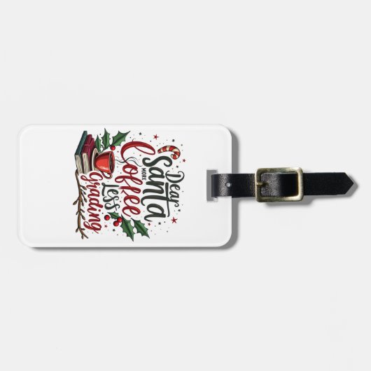 Wasbeer met kerstmuts en Kerstmis Bagagelabel (Voorkant horizontaal)