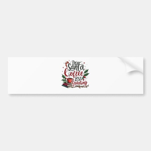 Wasbeer met kerstmuts en Kerstmis Bumpersticker (Voorkant)