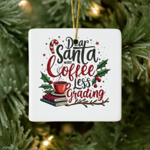 Wasbeer met kerstmuts en Kerstmis Keramisch Ornament