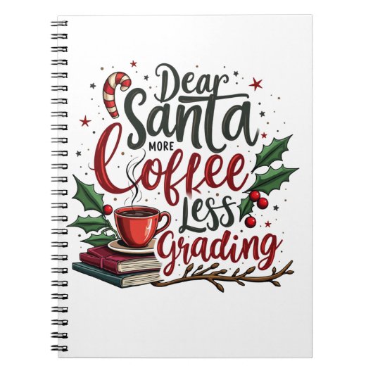 Wasbeer met kerstmuts en Kerstmis Notitieboek (Voorkant)
