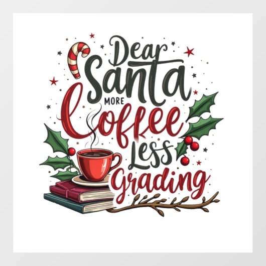 Wasbeer met kerstmuts en Kerstmis Raamsticker (Vel)