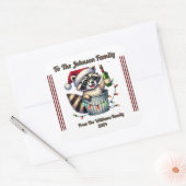 Wasbeer met kerstverlichting op cadeau vierkante sticker (Envelop)