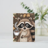 Wasbeer met koffie briefkaart (Staand voorkant)