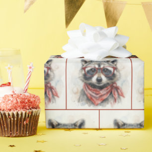 Wasbeer met rode bril cadeaupapier