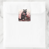 Wasbeer met Valentijnsdag afval Vierkante Sticker (Tas)