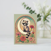 Wasbeer met Zinnias Briefkaart (Staand voorkant)