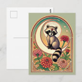 Wasbeer met Zinnias Briefkaart (Voorkant / Achterkant)