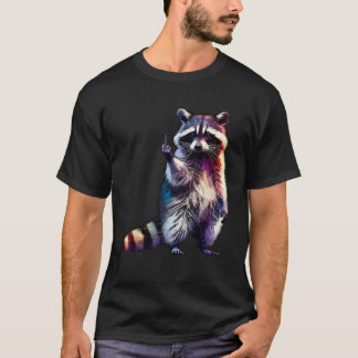 Wasbeer Midden Vinger Trash Panda Racoon Sarcastis T-shirt