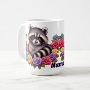 Wasbeer Omringd door Kleurrijke Rozen Koffiemok