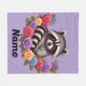 Wasbeer omringd door levendige kleurrijke Rozen Fleece Deken (Voorkant (Horizontaal))